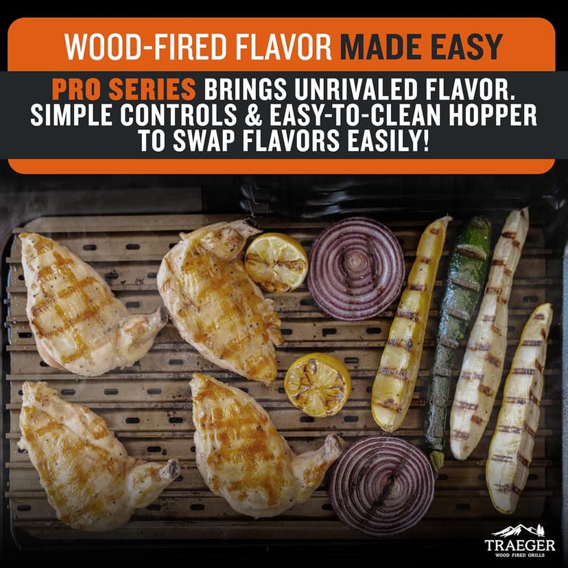 Traeger Grills Pro 22 Wood Pellet Grill & Smoker, Electric Pellet Smoker Grill Combo, 6-in-1 BBQ Versatility, 572 sq. in. Grilling Capacity, Meat Probe, 450 Degree Max Temperature, 18LB Hopper, Bronze