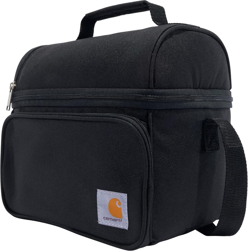 Carhartt Insulated 12 Can Two Compartment Lunch Cooler Bag - Rain Defender DWR Coating - Synthetic Lining Black 1 One Size One Size
