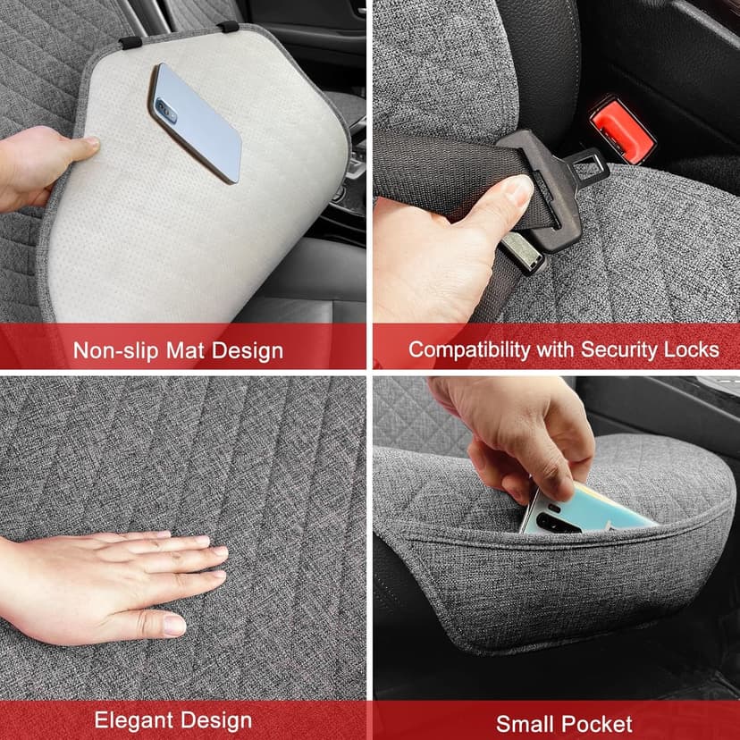 Linen Car Seat Covers Front Seat Covers Breathable Cloth Fabric Car Seat Protector - Universal Fit for Cars, Vans, SUVs, Trucks - 2 Units - Gray