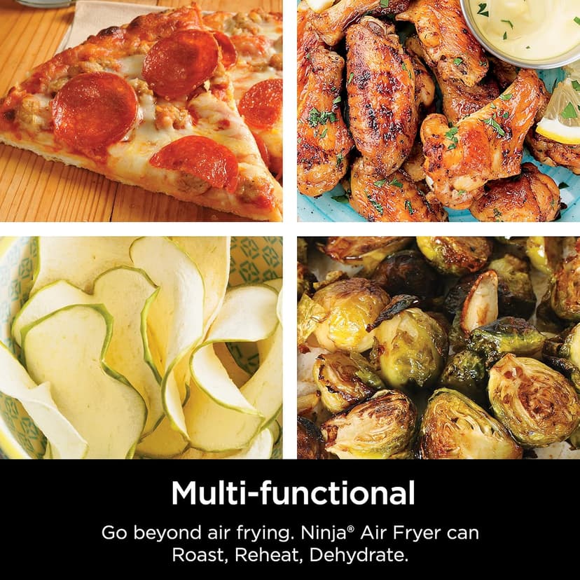 Ninja Air Fryer, Roast, Bake, Air Fry, Roast, Broil, Reheats, & Dehydrates, 4-in-1, Fries, Frozen Food, Veggies, and Juicy Meat, Less Oil, Easy Meals, Healthy Meals, Compact, 4 QT, Grey, AF101