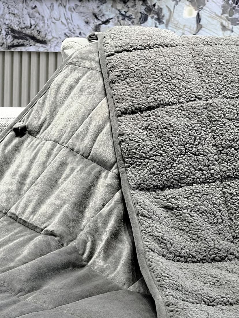 Sherpa Weighted Blanket for All Season,Both Sides Grey 15Lbs, 60 x 80 inches, Reversible Velvet Soft Plush Weighted Blanket for Adult Better Sleep