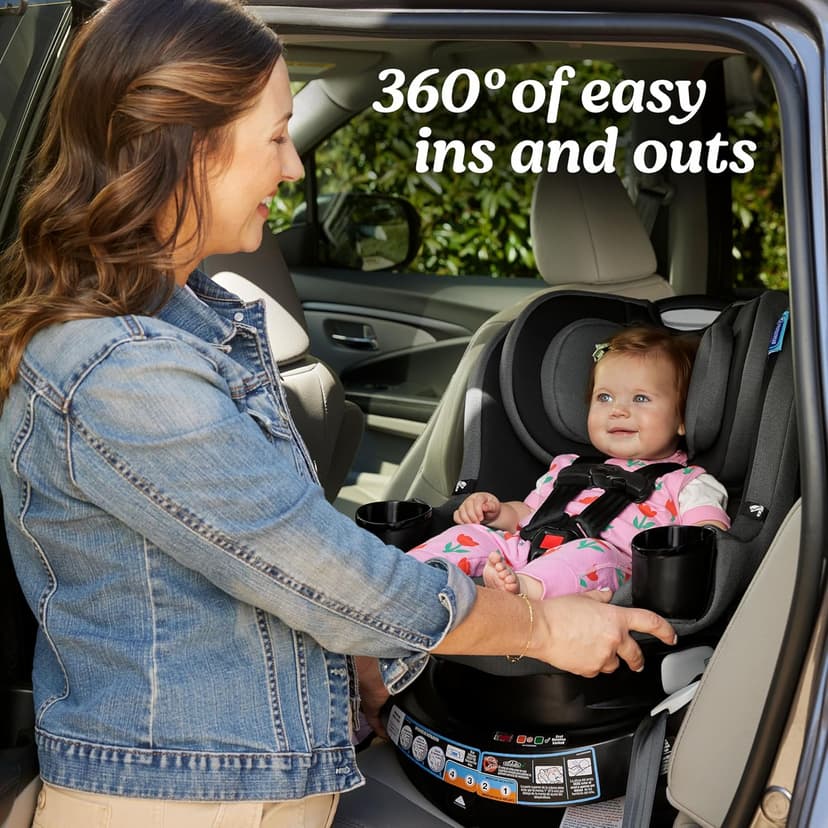 Graco EasyTurn 360 2-in-1 Convertible Car Seat, 360 Degree Rotating Infant to Toddler Rotating Car Seat, 2 Modes Forward and Rear Facing, Slim Design, Solae