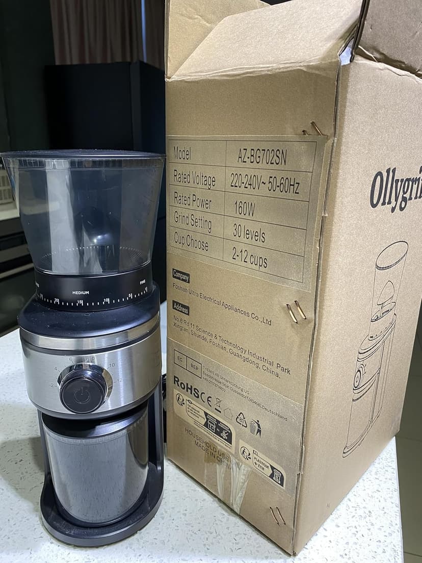 Burr Coffee Grinder, Electric Conical Coffee Bean Grinder With 30 Adjustable Grind Settings For 2-12 Cups, Sliver & Black