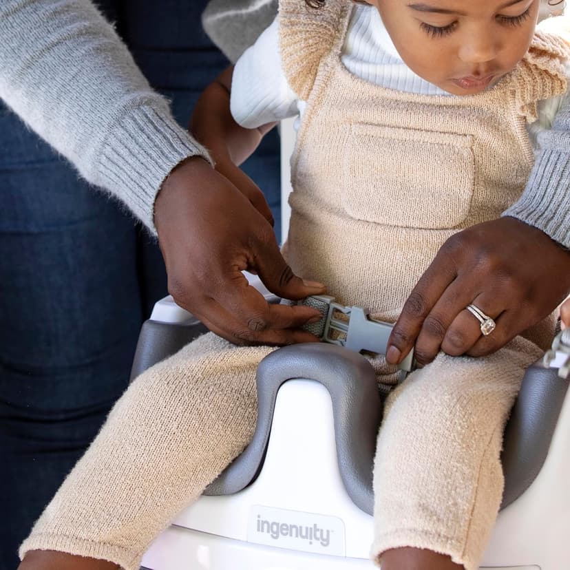 Ingenuity Baby Base 2-in-1 Booster Feeding and Floor Seat with Self-Storing Tray - Slate