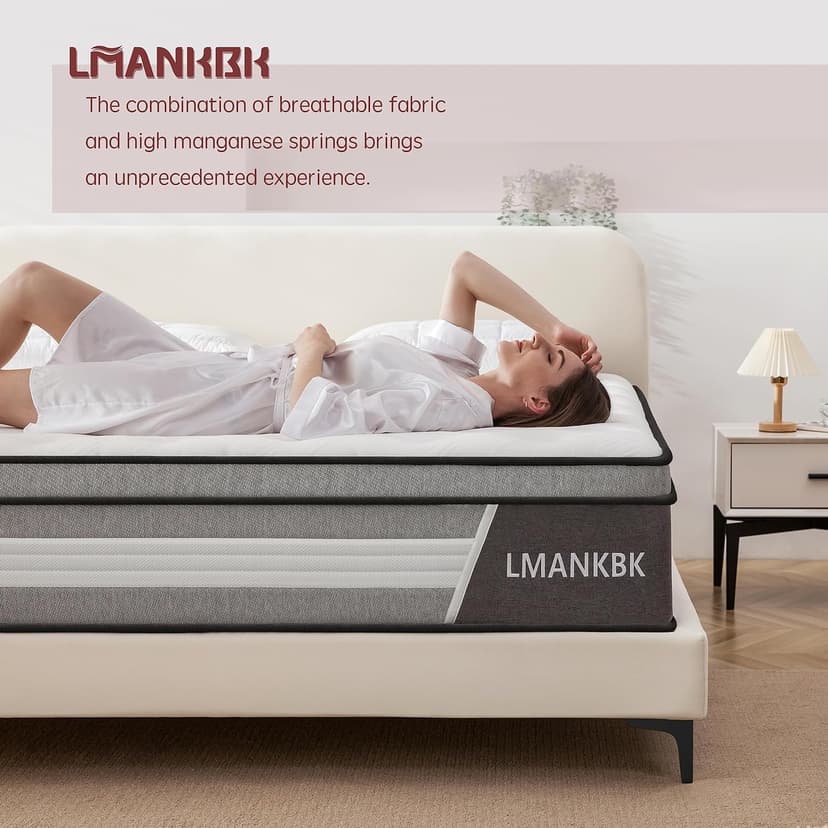 Queen Mattress, 14 Inch Innerspring Hybrid Mattresses in a Box with Gel Memory Foam, Individually Wrapped Encased Coil Pocket Spring Mattress, Pressure Relief, Medium Firm Support,60"*80"*14"…