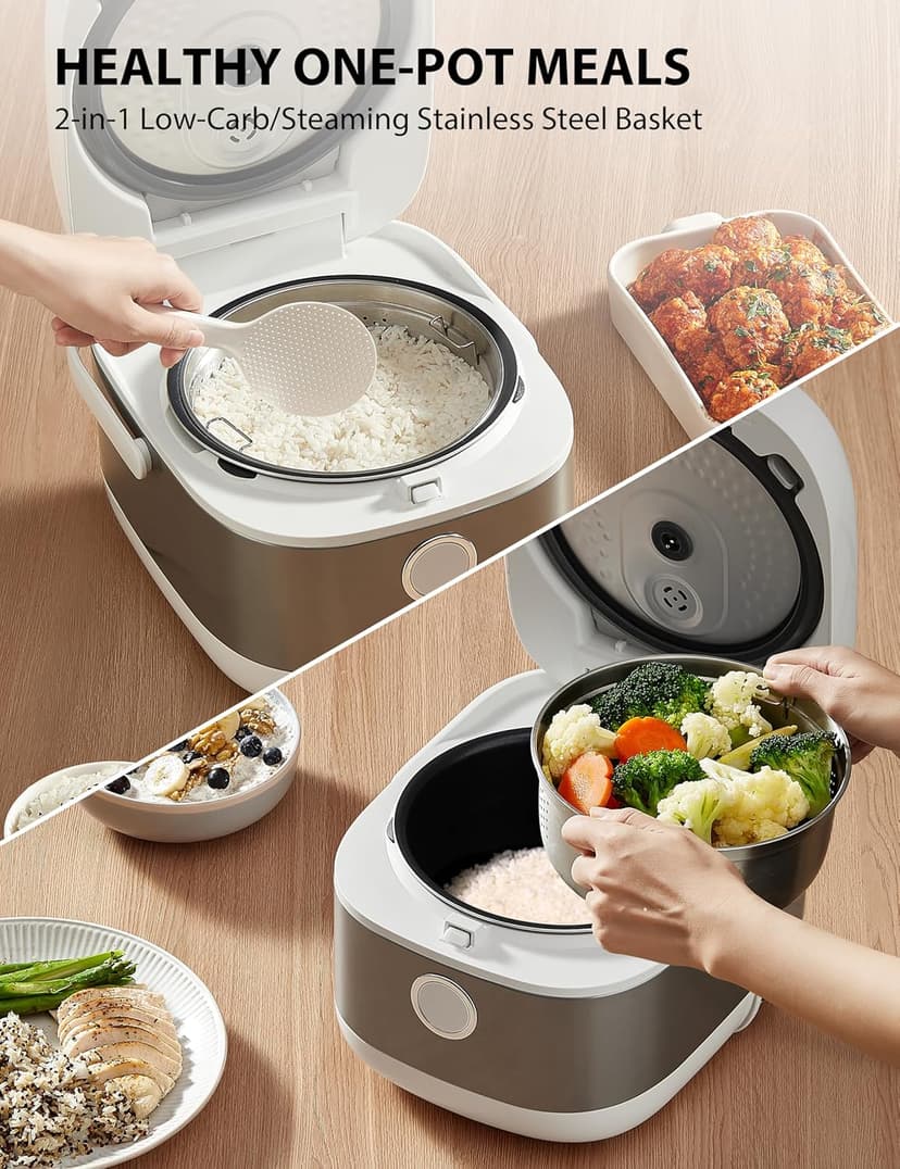TOSHIBA Rice Cooker Induction Heating, Low Carb Rice Cooker Low Sugar Digital Steamer, 5.5 Cups Uncooked Japanese Rice Cooker, 8 Cooking Functions, 24H Timer & Auto Keep Warm