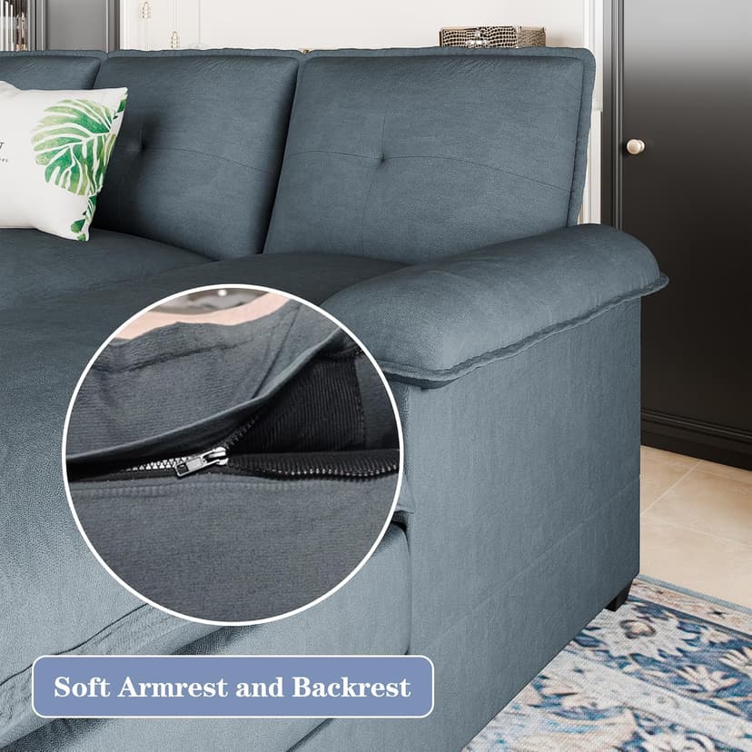 U Shaped Sectional Couch for Living Room,110" 4-Seater Comfy Couch with Double Chaise,Deep Seat Modular Sofa Couches with Thick Cushion & Soft Backrest,Dark Gray