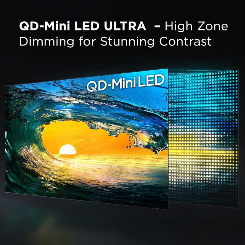 TCL 75-Inch QM85 QLED 4K Smart QD-Mini LED TV with Google TV (75QM851G, 2024 Model) Dolby Vision IQ HDR, Dolby Atmos, Game Accelerator up to 240Hz, Voice Remote, Works with Alexa, Streaming Television