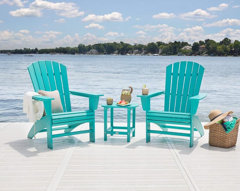 POLYWOOD Nautical Curveback Adirondack Chair, Heavy Duty HDPE Outdoor Patio Furniture, Fire Pit Chair for Deck, Lawn, Garden, Made in USA
