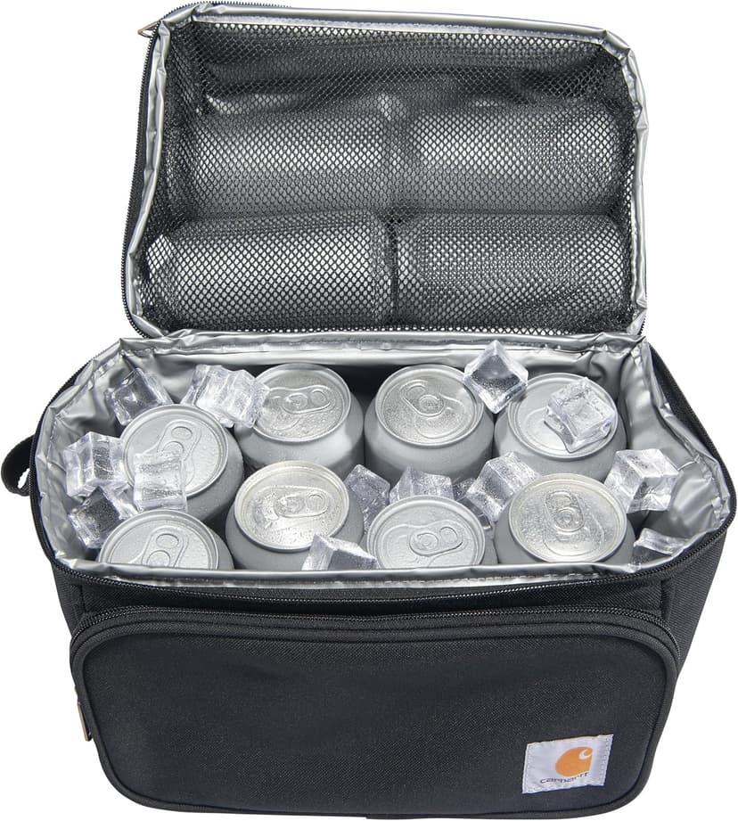 Carhartt Insulated 12 Can Two Compartment Lunch Cooler Bag - Rain Defender DWR Coating - Synthetic Lining Black 1 One Size One Size