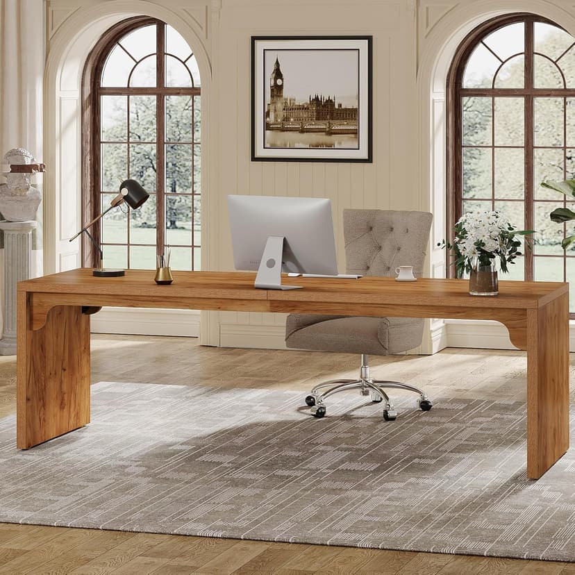 Tribesigns 78.7 Inches Long Computer Desk, Wooden Extra Long Desk, 2 Person Large Writing Table for Home Office, Brown