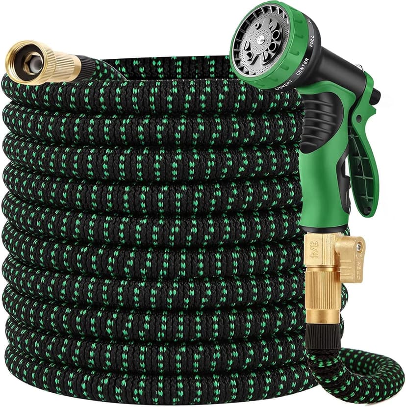 75 ft Expandable Garden Hose, 2025 Upgraded Retractable Flexible Water Hose 75ft with 10 Function Spray Nozzle, Lightweight, Kink-free,Expanding Hoses With 3/4" Solid Brass Fittings