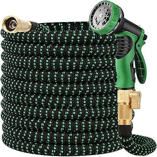75 ft Expandable Garden Hose, 2025 Upgraded Retractable Flexible Water Hose 75ft with 10 Function Spray Nozzle, Lightweight, Kink-free,Expanding Hoses With 3/4" Solid Brass Fittings
