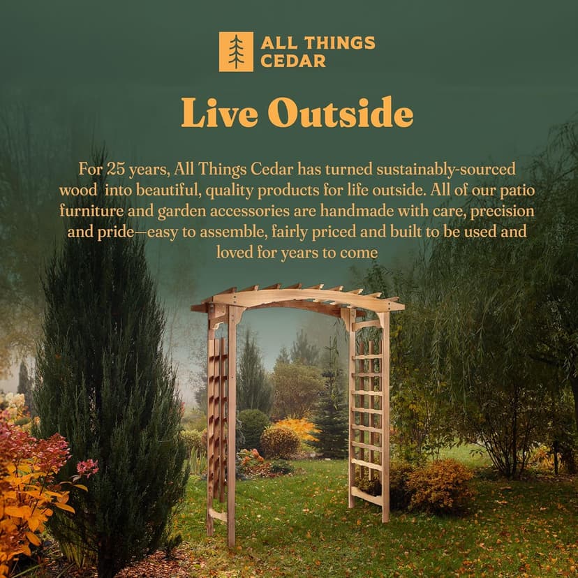 All Things Cedar PA96 Garden Arbor | 6-Ft Handcrafted Wooden Trellis for Climbing Plants Outdoor | Cedar Wedding Arches for Ceremony | Easy Assembly, Weather Resistant (71x35x87)