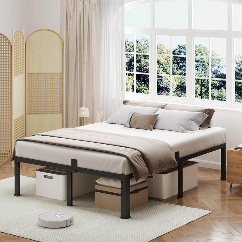 NKZ 14 Inch King Bed Frame, Sturdy Metal Platform with Round Corner Legs, 3,500 lbs Heavy Duty Steel Slat Support, Easy Assembly, Noise Free, No Box Spring Needed
