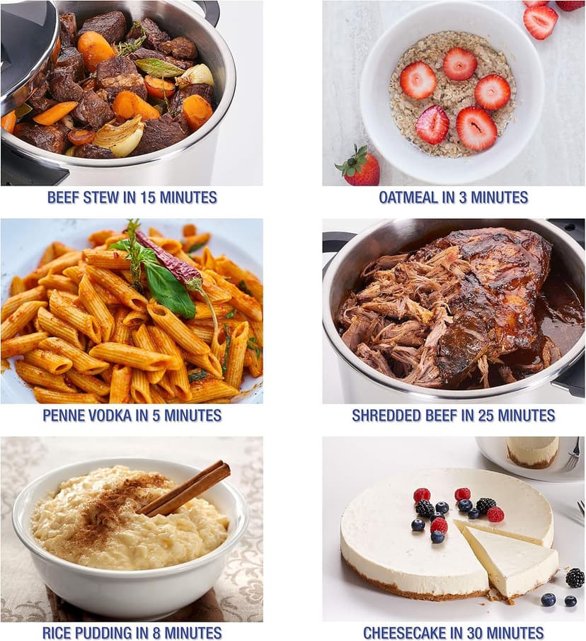 Zavor EZLock Stove Top Pressure Cooker 7 Quart - Stainless Steel, Multi Pressure Levels, Easy Locking, Induction Ready, Digital Cookbook & Steamer Basket | Olla de Presion Acero Inoxidable