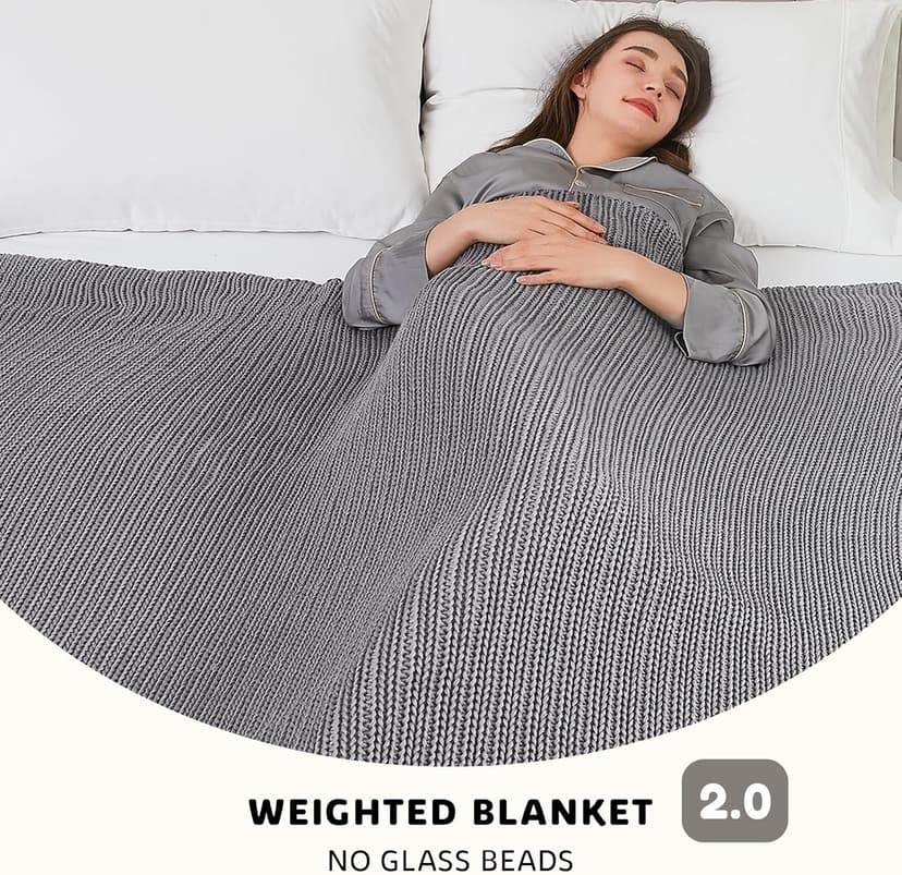 L'AGRATY Knitted Weighted Blanket - 60"x80" 15lbs Cooling Chunky Knit Heavy Blanket for Adults Braided Crochet Throw Thick Cable Yarn Knit Decorative Blanket No Beads Evenly Weighted Machine Washable