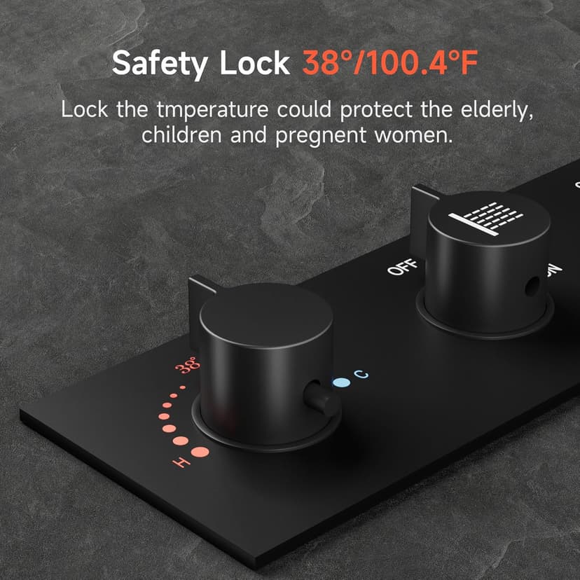 Smart Shower System with Body Jets, Black Shower Head and Handle Set,16" Ceiling Mount Rainfall Waterfall Shower Jets System with Tub Spout,Thermostatic Shower System Bathroom with Music and Led Light