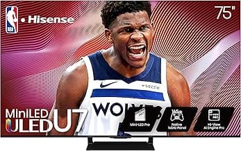 Hisense 75" Class U7 Mini-LED ULED 4K UHD Google Smart TV (75U75QG, 2025 Model) - QLED, Native 165Hz, VRR 288, Up to 3000 Nits, HDR10+, Dolby Vision IQ · Atmos, IMAX Enhanced, 2.1.2 Ch Surround