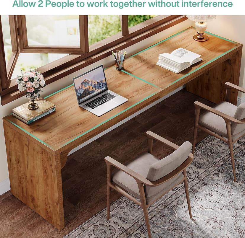 Tribesigns 78.7 Inches Long Computer Desk, Wooden Extra Long Desk, 2 Person Large Writing Table for Home Office, Brown