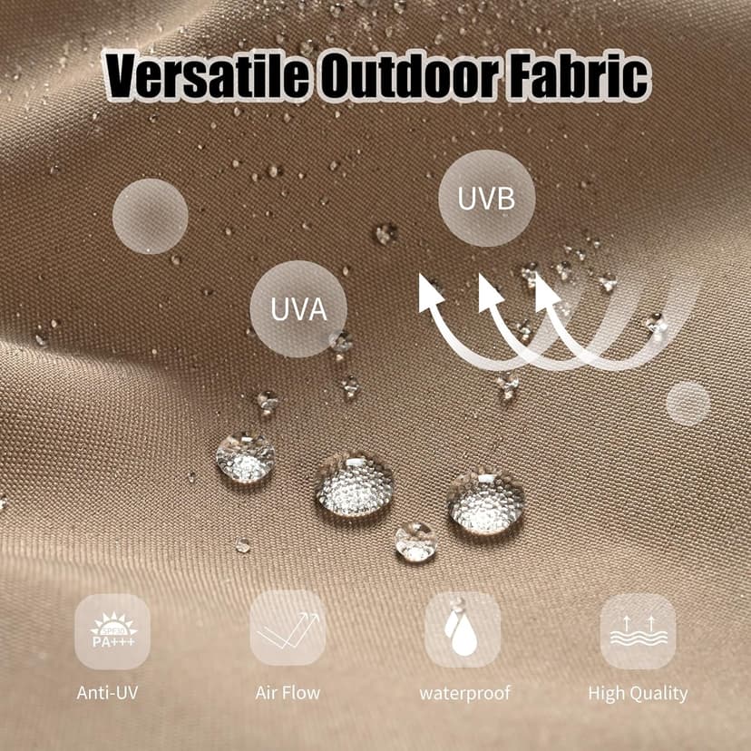 15ft Patio Umbrella with Base Included, Double Sided Outdoor Large Rectangular Patio Umbrella with Crank Handle, for Lawn Garden, Khaki