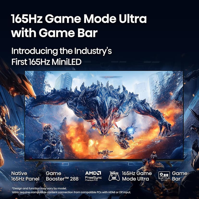 Hisense 55" Class U7 Mini-LED ULED 4K UHD Google Smart TV (55U75QG, 2025 Model) - QLED, Native 165Hz, VRR 288, Up to 3000 Nits, HDR10+, Dolby Vision IQ · Atmos, IMAX Enhanced, 2.1.2 Ch Surround