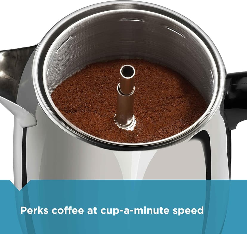 Farberware 12 Cup Electric Coffee Percolator, Coffee Maker with Stainless Steel Basket, Automatic Keep Warm, No-Drip Spout