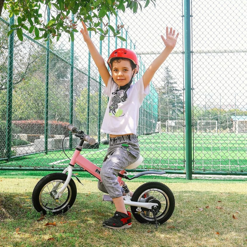 Balance Bike 2 in 1,The Dual Use of a Kids Balance Bike and Kids Bike,12 14 Inches for 2-6 Years Old,with Shock Absorbers, Fenders, Pedals, Auxiliary Wheels