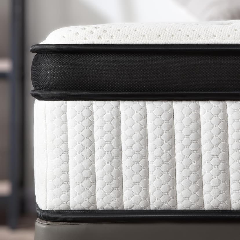 Suiforlun Queen Mattress, 14 Inch Euro Top Gel Memory Foam and Pocket Coils Innerspring Hybrid Mattress Queen with 7 Premium Layers, Targeted Support, Medium Firm, 120 Nights Trial, 60"*80”