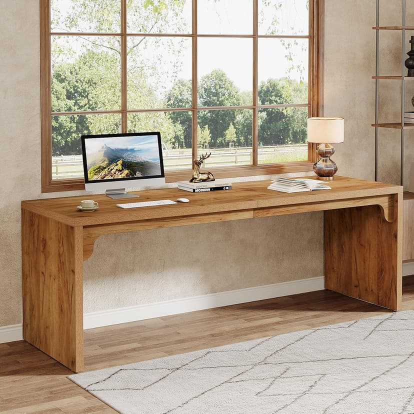 Tribesigns 78.7 Inches Long Computer Desk, Wooden Extra Long Desk, 2 Person Large Writing Table for Home Office, Brown