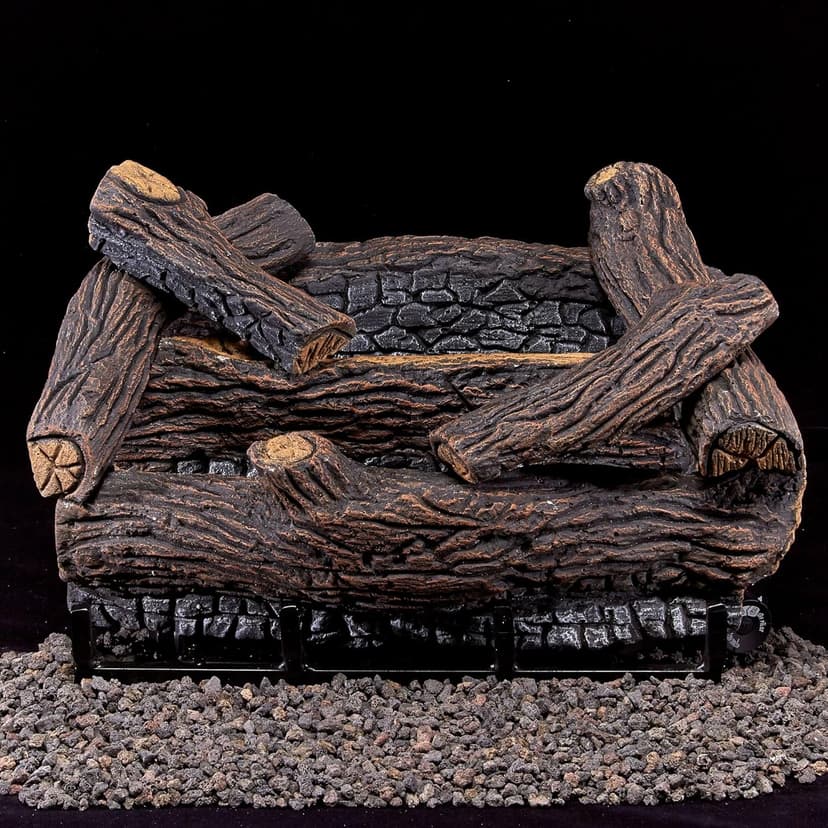 Duluth Forge DLS-18R-2 Dual Fuel Ventless Fireplace Logs Set with Remote Control, Use with Natural Gas or Liquid Propane, 30000 BTU, Heats up to 1000 Sq. Ft, Stacked Red Oak, 18 Inches