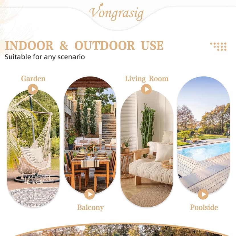 Vongrasig Wicker Egg Chair PE Rattan Rocking Chair with Cushion, Oversized Patio Lounge Rocker Chair for Outdoor, Indoor, Balcony, Backyard, Garden, Beige