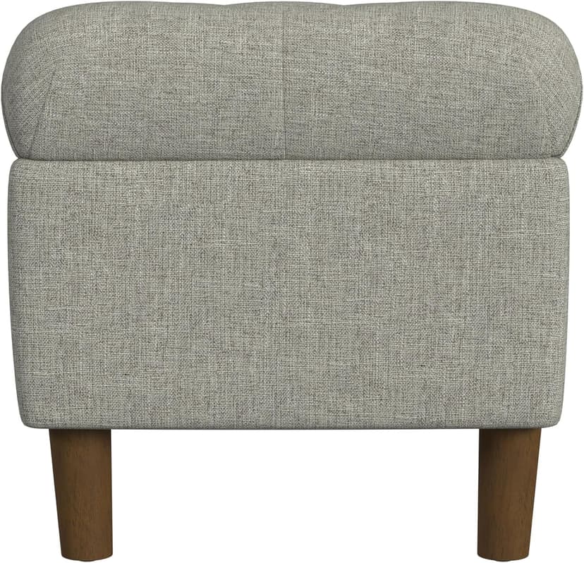 HomePop Home Decor | Tufted Ainsley Button Storage Ottoman Bench with Hinged Lid | Ottoman Bench with Storage for Living Room & Bedroom,Gray Woven