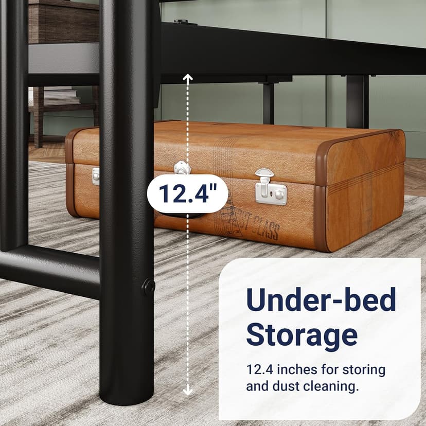 Allewie 14 Inch Queen Size Metal Platform Bed Frame with Victorian Vintage Headboard and Footboard/Under Bed Storage/No Box Spring Needed/Easy Assembly/Noise Free/Mattress Foundation/Black