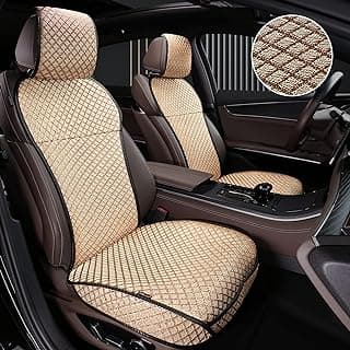 Breathable Car Seat Cover,Front Seat Protector,Luxury Driver Seat Cover, Universal Car Seat Cushion,Suitable for All Seasons,Airbag Compatible(Beige，2PCS)