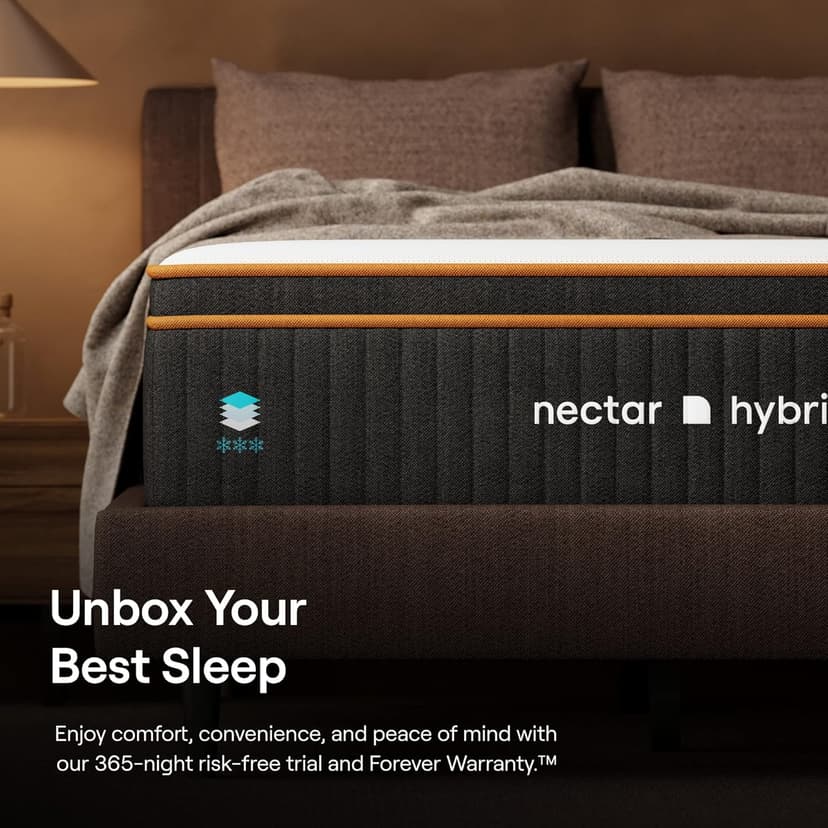 Nectar Premier Copper Hybrid King Mattress 14 Inch - Medium Firm Memory Foam - Steel Springs - Dual Action Cooling Technology - 365-Night Trial - Forever Warranty White