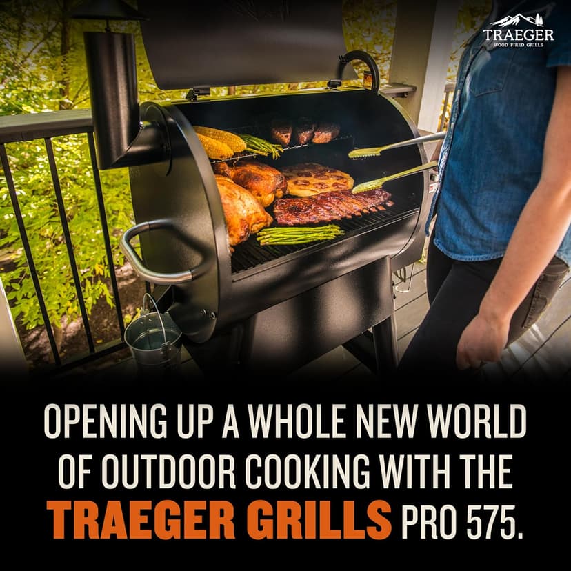 Traeger Grills Pro 575 Wood Pellet Smoker and Grill, WiFi and App Enabled Electric Smoker, 6-in-1 BBQ and Pellet Grill, 572 Square Inches of Grilling Area, 500 Degree Max Temperature, Bronze Finish
