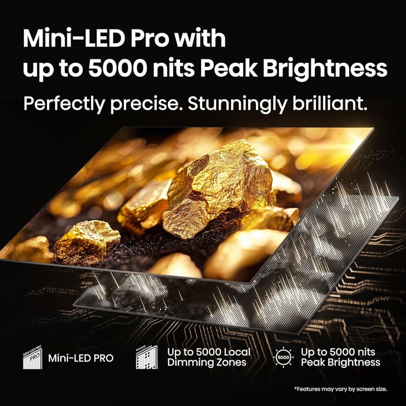 Hisense 75" Class U8 Mini-LED ULED 4K UHD Google Smart TV (75U8QG, 2025 Model) - QLED, Native 165Hz, VRR 288, Up to LD5600, 5000 Nits, HDR10+, Dolby Vision IQ · Atmos, IMAX Enhanced, 4.1.2 Ch Audio