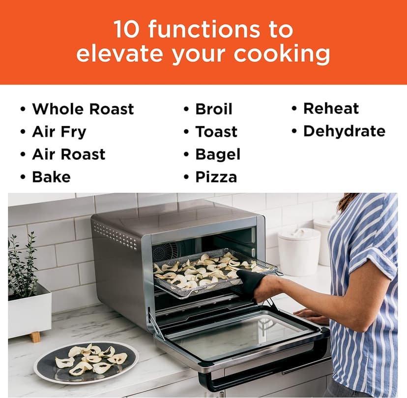Ninja Air Fryer & Toaster Oven | Foodi Series, XL Pro Air Oven Kitchen Countertop Convection | 10-in-1 Functions | Fits a 5-lb Chicken & Sheet Pan of Vegetables | 1800 Watts | Stainless Steel | DT201