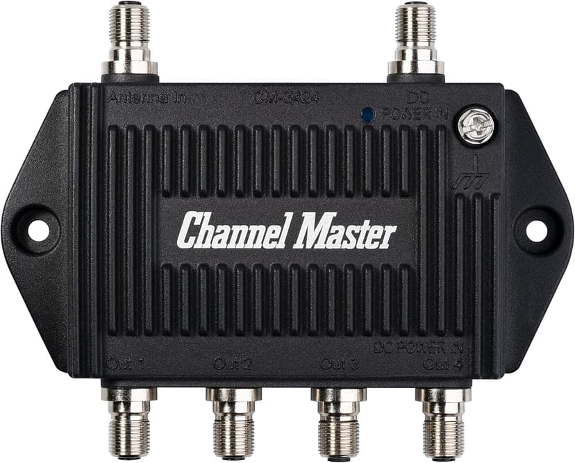 Channel Master TV Antenna Booster 4-4-Port TV Antenna Distribution Amplifier, Built-in LTE Filter, 7.5dB Gain, Compatible with Non-Amplified TV Antennas, Increases Signal Strength, Indoor/Outdoor