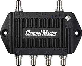 Channel Master TV Antenna Booster 4-4-Port TV Antenna Distribution Amplifier, Built-in LTE Filter, 7.5dB Gain, Compatible with Non-Amplified TV Antennas, Increases Signal Strength, Indoor/Outdoor