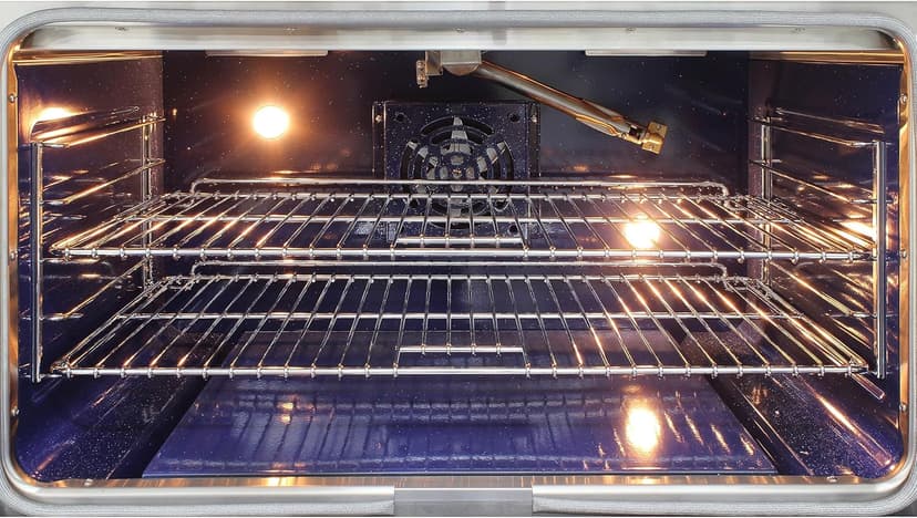 DE360GRSSS Gas Range Cooktop 36-Inch with Porcelain Convection Oven and Broil Function, 6 Sealed Burners and Continuous Grates with Stainless Steel Construction, Silver