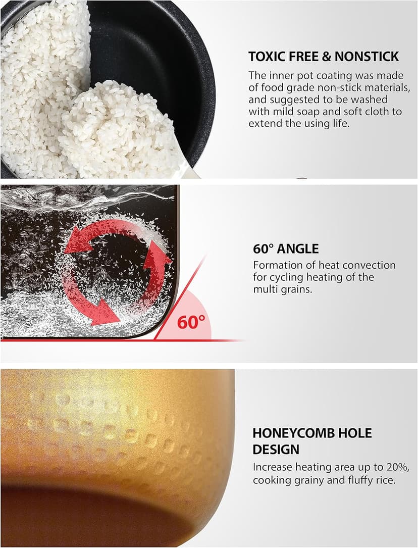 TOSHIBA Rice Cooker 6 Cup Uncooked – Japanese Rice Cooker with Fuzzy Logic Technology, 7 Cooking Functions, Digital Display, 2 Delay Timers and Auto Keep Warm, Non-Stick Inner Pot, White