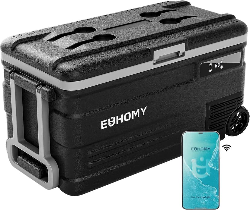 EUHOMY 12 Volt Refrigerator, 80QT(75L) 12V Fridge, Electric Cooler APP Control, Car Fridge 12/24V DC 110-240V AC, Car Refrigerator 0℉~68℉, 12 Volt Cooler for Camping, Trip, Truck, Boating, Outdoor