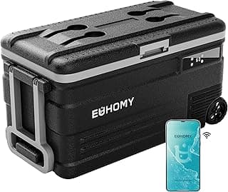 EUHOMY 12 Volt Refrigerator, 80QT(75L) 12V Fridge, Electric Cooler APP Control, Car Fridge 12/24V DC 110-240V AC, Car Refrigerator 0℉~68℉, 12 Volt Cooler for Camping, Trip, Truck, Boating, Outdoor