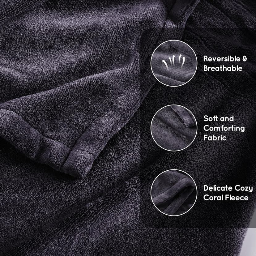 DUODUO Heated Electric Blanket 72"x84" Full Size Warm Coral Fleece with 4 Heat Settings & 10 Hours Auto Shut Off Overheating Protectsion - Black