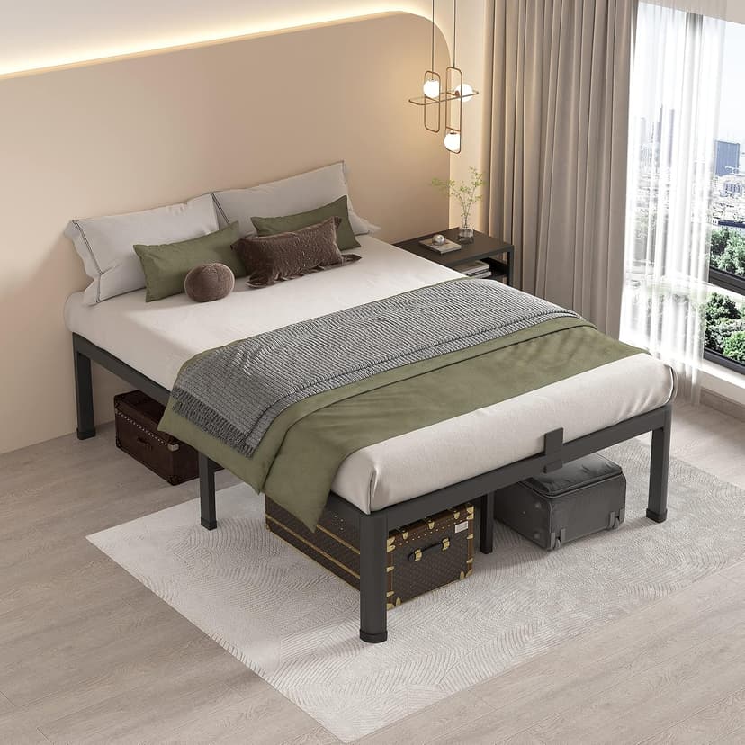 MAF 14 Inch Full Size Metal Platform Bed Frame with Round Corner Legs, 3000 LBS Heavy Duty Steel Slats Support, Noise Free, No Box Spring Needed, Easy Assembly