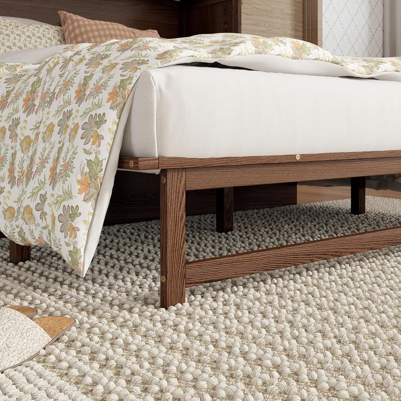 KEIKI Queen Size Cabinet Murphy Bed with Charging Station, Drawer, Removable Shelves, Multiple Storage Foldable Hideaway Wall Murphy Bed Frame, No Box Spring Needed, Easy Assembly, for Bedroom, Walnut