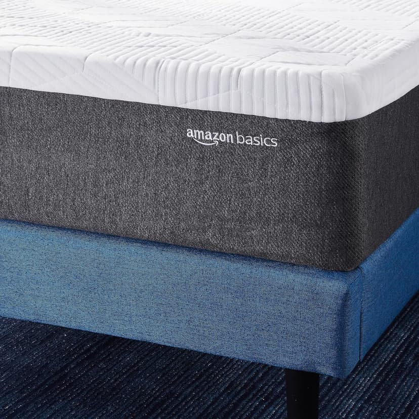 Amazon Basics Gel Memory Foam Mattress, Firm, Cooling, Queen Size Mattress, CertiPUR-US® Certified Foam, 80 x 60 x 12 inches, White/Dark Gray