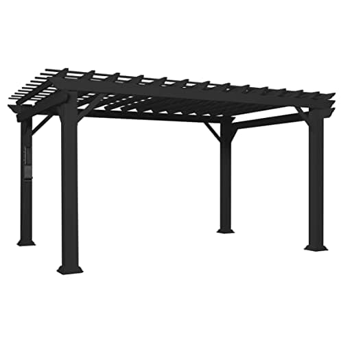 Backyard Discovery Stratford 14' x 12' Traditional Galvanized Steel Pergola Kit with Shade Sail Canopy, Powder-Coated Finish, All-Season Durability, High-Wind Rating for Outdoor Patio, Deck, Garden
